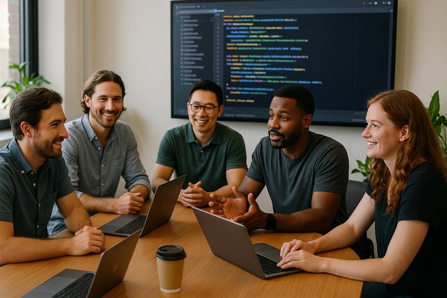 Senior software engineers collaborating on AI-powered IT staffing at Cidersoft